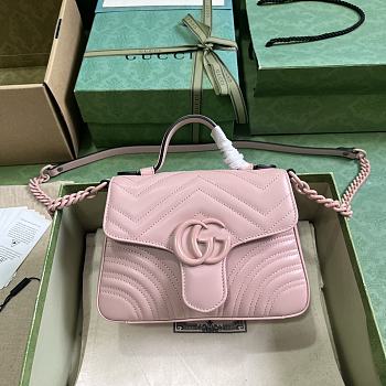 Fortok Gucci Pink GG Marmont Mini Top Handle Bag 15.5x21x8cm