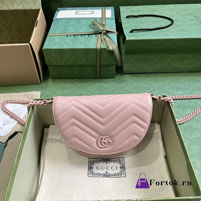 Fortok Gucci Pink GG Marmont Matelassé Chain Bag 14.5x20x4cm - 1