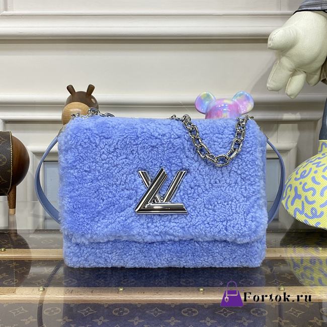 Fortok Louis Vuittin Twist Shearling Bag Blue M21040 23x17x9.5cm - 1