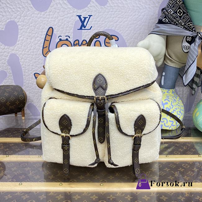 Fortok Louis Vuitton Shearling Backpack Cream/Brown M23384 31x31x17cm - 1