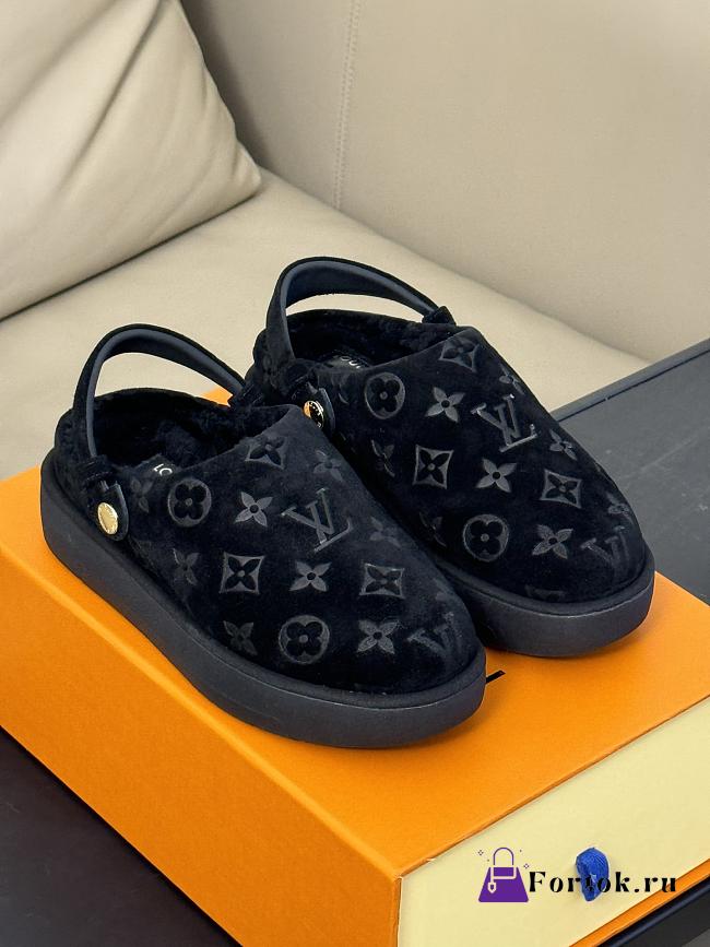 Fortok Louis Vuitton Aspen Platform Clog Shoes Black - 1