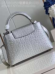 Fortok Louis Vuitton Capucines Silver Ostrich Pattern Bag M48865 27x18x9cm - 5