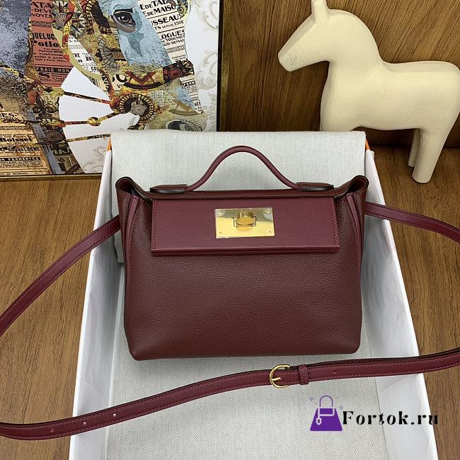 Fortok Hermes Kelly Evercolor Mini Bag in Burgundy 21cm - 1