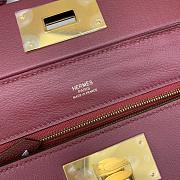 Fortok Hermes Kelly Evercolor Mini Bag in Burgundy 21cm - 2