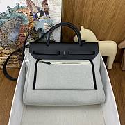 Fortok Hermes Herbags Black and Grey Silver Hardware Bag 25x31x10cm - 6