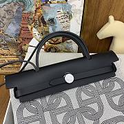 Fortok Hermes Herbags Black and Grey Silver Hardware Bag 25x31x10cm - 5