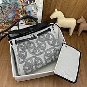 Fortok Hermes Herbags Black and Grey Silver Hardware Bag 25x31x10cm - 3