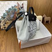 Fortok Hermes Herbags Black and Grey Silver Hardware Bag 25x31x10cm - 4