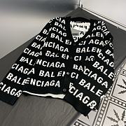 Fortok Balenciaga Horizontal Allover Cropped Kinitted Cardigan Black - 2