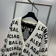 Fortok Balenciaga Horizontal Allover Cropped Kinitted Cardigan White - 3