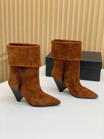 Fortok Saint Laurent Niki Suede Ankle Boots Brown