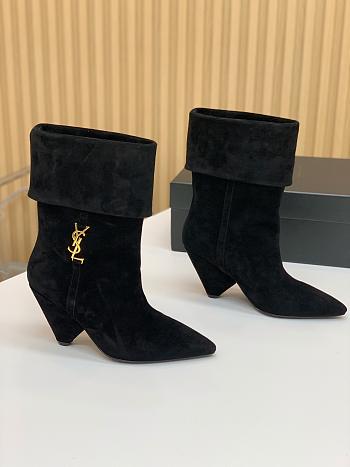 Fortok Saint Laurent Niki Suede Ankle Boots Black