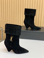 Fortok Saint Laurent Niki Suede Ankle Boots Black - 3