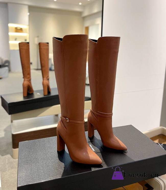 Fortok Saint Laurent Brown Leather Boots - 1