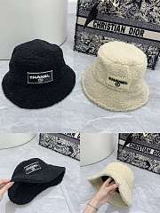 Fortok Chanel Lamb Wool Bucket Hat Black/White - 4