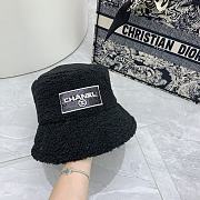 Fortok Chanel Lamb Wool Bucket Hat Black/White - 3