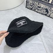 Fortok Chanel Lamb Wool Bucket Hat Black/White - 2