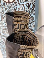Fortok Fendi Tall Leather & Knit Sock Boots Brown - 3