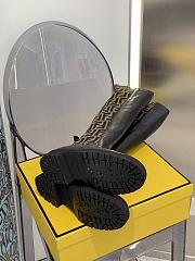 Fortok Fendi Tall Leather & Knit Sock Boots Brown - 2