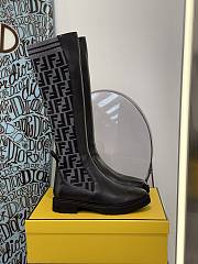 Fortok Fendi Tall Leather & Knit Sock Boots Black - 1