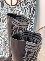 Fortok Fendi Tall Leather & Knit Sock Boots Black - 6