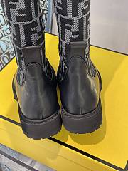 Fortok Fendi Tall Leather & Knit Sock Boots Black - 5