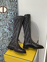 Fortok Fendi Tall Leather & Knit Sock Boots Black - 3
