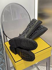 Fortok Fendi Tall Leather & Knit Sock Boots Black - 4