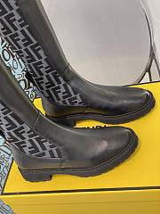Fortok Fendi Tall Leather & Knit Sock Boots Black - 2