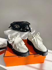 Fortok Hermes Fringed Loafers in White - 1