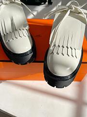 Fortok Hermes Fringed Loafers in White - 6