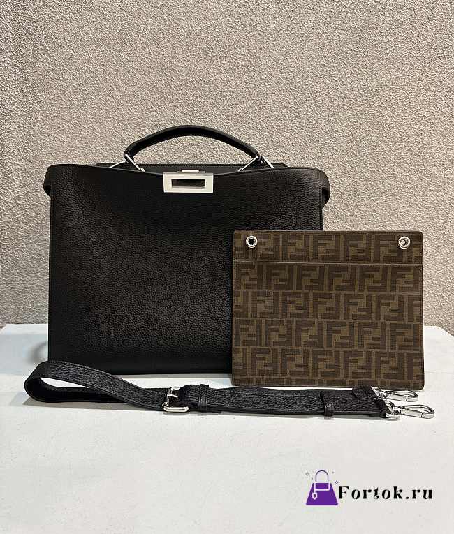 Fortok Fendi Peekaboo ISeeU Mini Black Leather Bag 38x10x29cm - 1