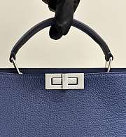 Fortok Fendi Peekaboo ISeeU Mini Dark Blue Leather Bag 38x10x29cm - 6