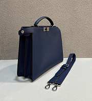 Fortok Fendi Peekaboo ISeeU Mini Dark Blue Leather Bag 38x10x29cm - 4