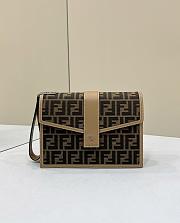 Fortok Fendi Monogram Printed Foldover Top Messenger Bag 26x9x19cm - 1
