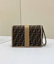 Fortok Fendi Monogram Printed Foldover Top Messenger Bag 26x9x19cm - 3