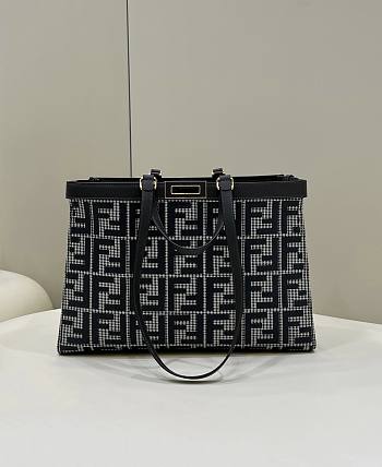 Fortok Fendi FF Embroidered X Tote Bag Black 41x13x29cm