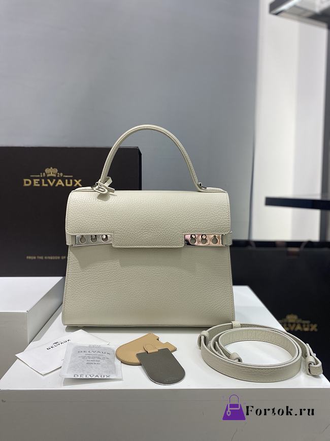 Fortok Delvaux White Leather Tempete Bag 28cm - 1