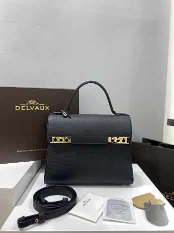 Fortok Delvaux Black Leather Tempete Bag 28cm