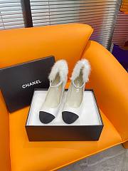 Fortok Chanel Mink Wool Shoes White - 1