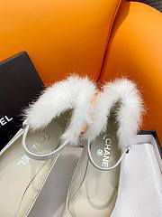 Fortok Chanel Mink Wool Shoes White - 6