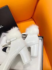 Fortok Chanel Mink Wool Shoes White - 3