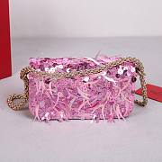 Fortok Valentino Garavani Mini Loco 3D Embroidered Bag Pink 19x10.5x5cm - 6