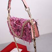 Fortok Valentino Garavani Mini Loco 3D Embroidered Bag Pink 19x10.5x5cm - 5