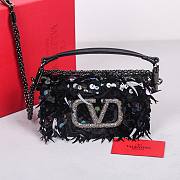 Fortok Valentino Garavani Mini Loco 3D Embroidered Bag Black 19x10.5x5cm - 1