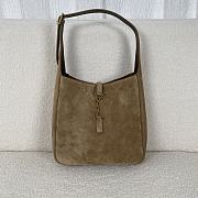 Fortok Saint Laurent Le5A7 Suede Bucket Bag in Olive Green 23x22x8.5cm - 1
