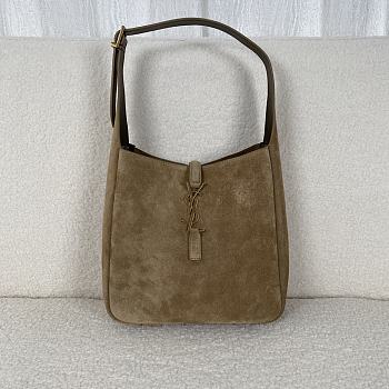 Fortok Saint Laurent Le5A7 Suede Bucket Bag in Olive Green 23x22x8.5cm