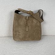 Fortok Saint Laurent Le5A7 Suede Bucket Bag in Olive Green 23x22x8.5cm - 6