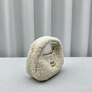 Fortok MiuMiu Wander Shearling Hobo Bag With Leather Details White 17.5x5.5x14cm - 3