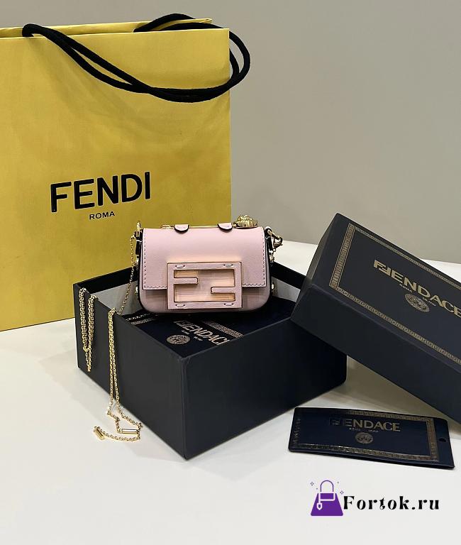 Fortok Fendi Mini Baguette Leather Bag in Pink 12x3.5x7.5cm - 1